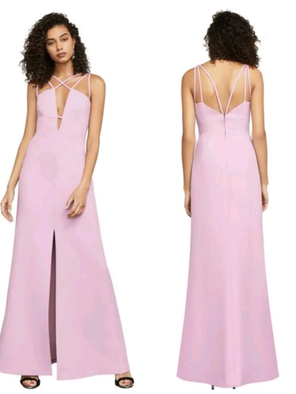 NWT BCBGMAXAZRIA PADMA STRAPPY CUT OUT FRONT SLIT GOWN
